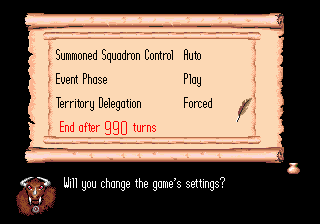 Settings change menu